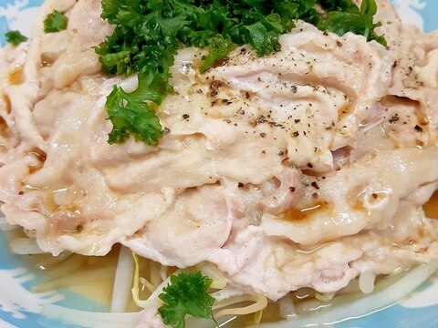 電子レンジで簡単(^^)豚肉ともやしのポン酢がけ♪